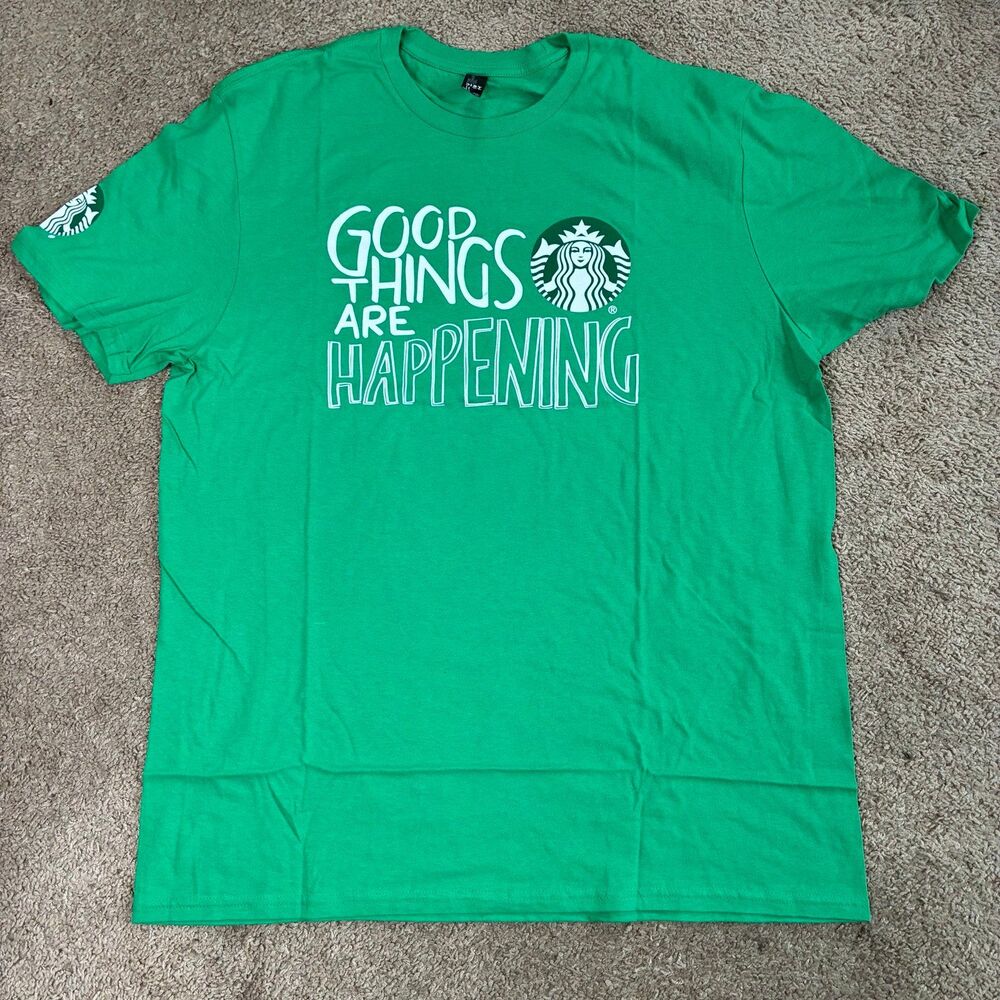 Starbucks Good Things Are Happening Employee T-Shirt Size XL Earth Day Coffee